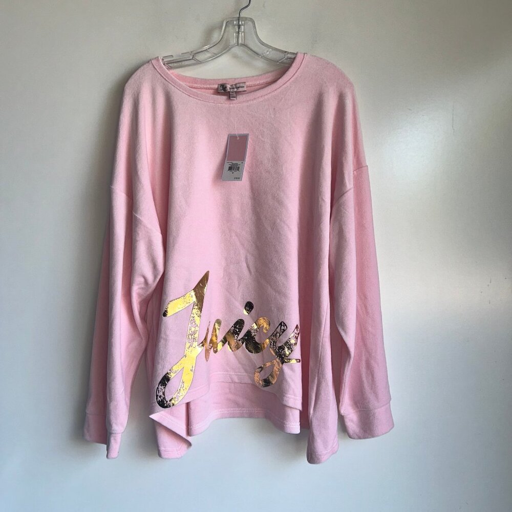NWT Juicy Couture Rose Shadow Pink Oversized Sweatshirt Size Medium